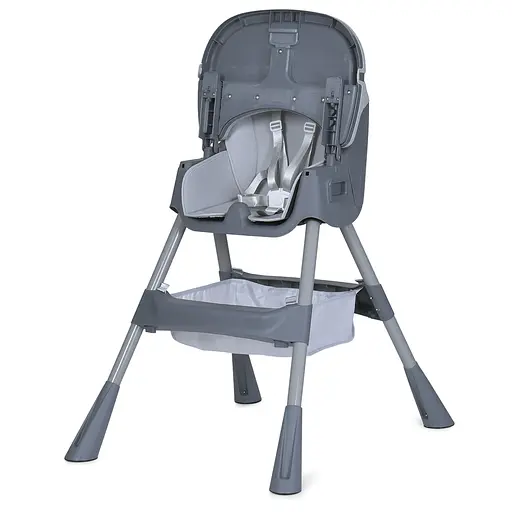 Стульчик для кормления Bambi M 5722 с корзиной для игрушек и чехлом из мягкой экокожи, серый - фото 4