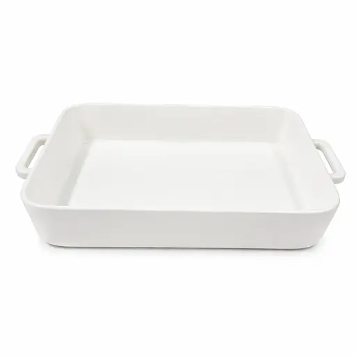 Форма для випікання Yiwu порцелянова з ручками 36х25х7 см посуд для духовки запікання кухонний прямокутний білий KP-171-1 - фото 1