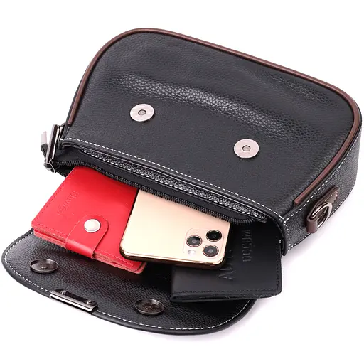 Сумка для женщин Vintage с фактурным клапаном из натуральной кожи 22х14х6.5 см sum0029059 - фото 7