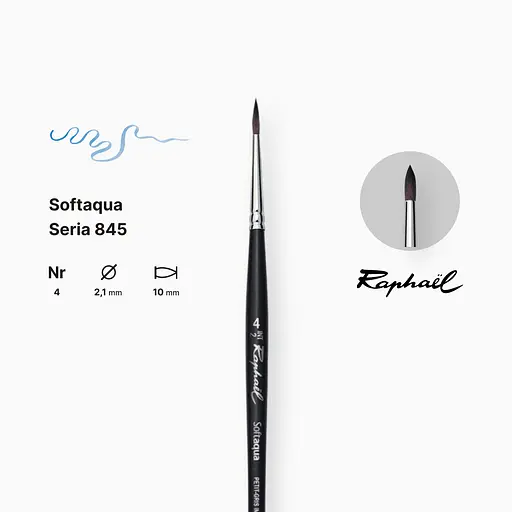 Кисть синтетика круглая Raphael Softaqua, №4, профессиональная, короткая ручка - фото 2