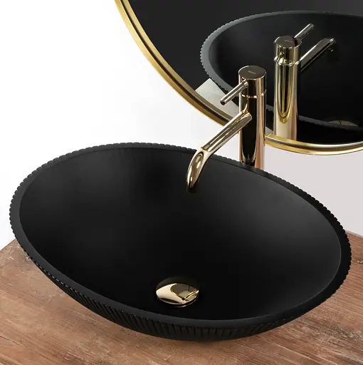Умивальник Rea Della Black Matt накладний REA-U0274, Чорний матовий - фото 3