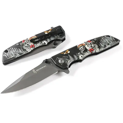 Ніж складаний Browning-DA80-1, ручка сталь з малюнком, довжина 225 мм, 265 гр, Box