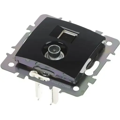 Розетка Brille RB-1TV + 1TF чорна (42-026) - фото 4