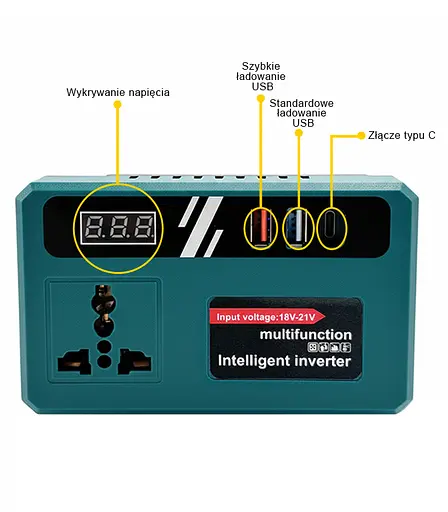 Аккумуляторный инвертор напряжения (18–21 В → 220 В) 150 Вт (USB USB-C) - фото 3