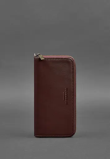 Шкіряне портмоне на блискавці 6.1 Бордове - фото 2