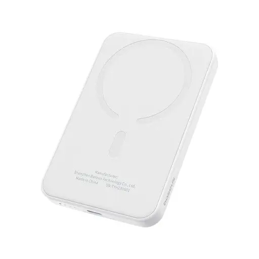 Магнитный павербанк Baseus Magnetic 5000 mAh 20 W с беспроводной зарядкой MagSafe и индикатором заряда белый