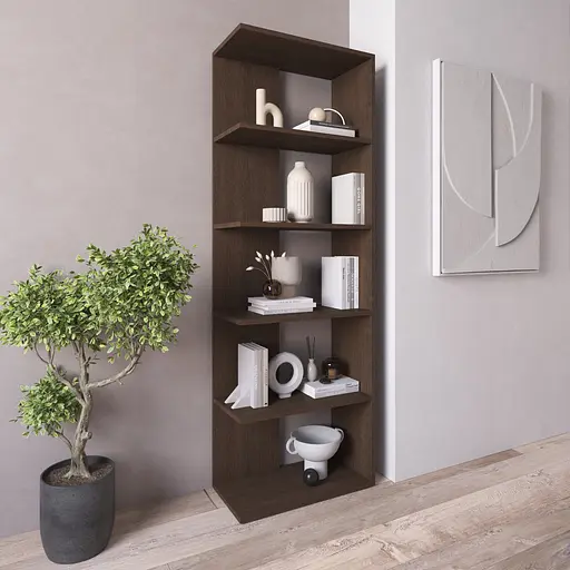 Книжная полка стеллаж Vays D-6 Венге Темный из 5 открытых секций ЛДСП 60x30x178 см для дома офиса гостиной