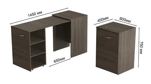 Стіл-тумба трансформер Смарт 1/2 Ferrum-decor 750x1450x600 ДСП Дуб Сонома Трюфель 16 мм (FRD-105078) - фото 2