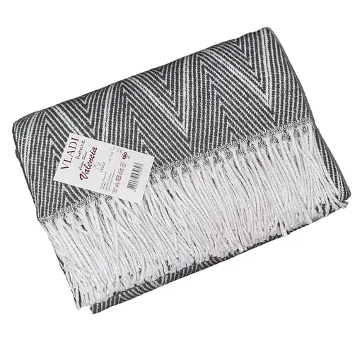 Плед бавовняний Vladi Валенсія ViVi 140х200 білий-дим - фото 1