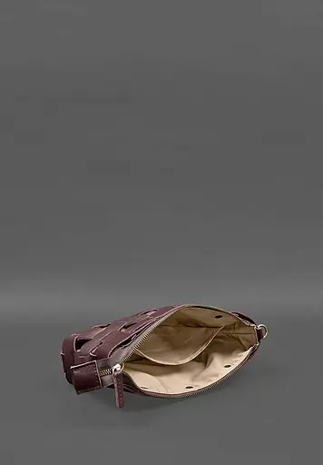 Шкіряна жіноча сумка Пазл S бордова Krast - фото 5