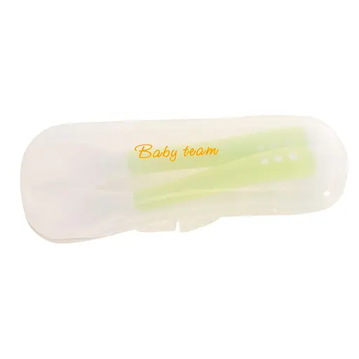 Дитяча набір для годування 6105_зелений (виделочка та ложечка) в футлярі - фото 3