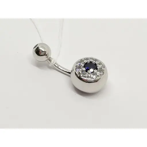 Срібна сережка для пірсингу пупка Silvex 925 з фіанітами. ПР2ФС/019 - фото 2