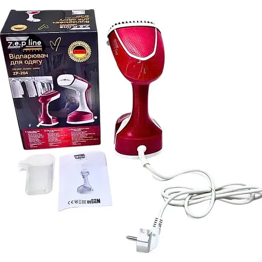 Вертикальний ручний відпарювач 0.2л парова праска для прасування одягу 2200Вт Zepline ZP-204 Біло-червоний - фото 9