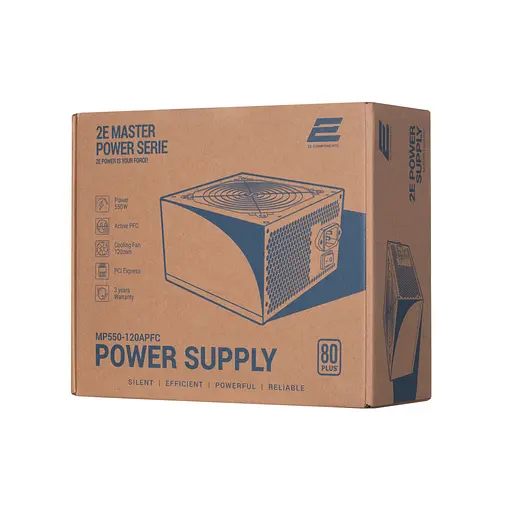 Блок живлення 2E MASTER POWER (550W), >80, 80+ White, 120mm, 1xMB 24pin(20+4), 1xCPU 8pin(4+4), 3xMolex, 5xSATA, (2E-MP550-120APFC) - фото 10