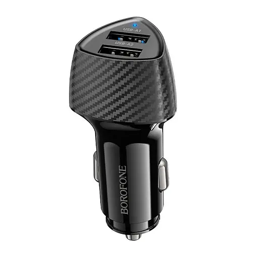 Адаптер автомобильный BOROFONE Solid dual-port car charger BZ31A | 2USB, 17W/3.4A Max| - фото 1