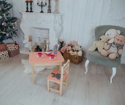 Дитячий стіл з ящиком та стілець для навчання (Рожевий) Слоник - фото 7