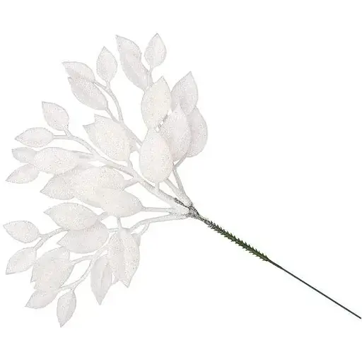 Декоративная искусственная ветка с глитером Белый 29 см - фото 1
