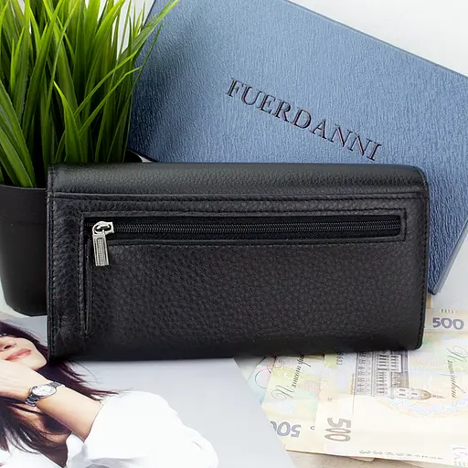 Гаманець жіночий шкіряний Fuerdanni 1180 чорний на магнітах - фото 3