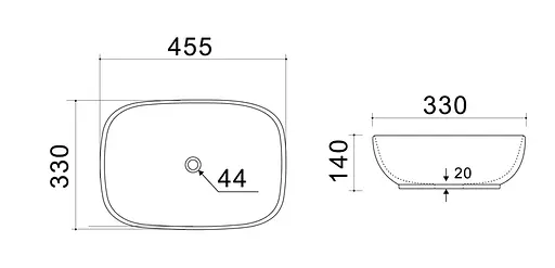 Умивальник накладний Mixxus Premium Diverse-0116 grey 455x330x135 мм MP6651, Графит - фото 2