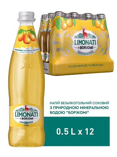 Лимонад Borjomi Limonati зі смаком Груші сильногазований 0.5 л - фото 5
