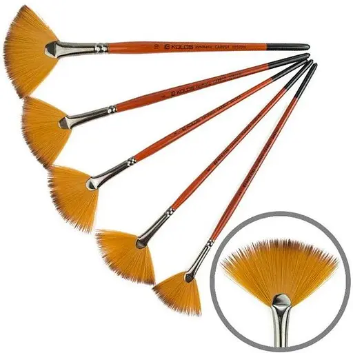 Пензель синтетика віялова Carrot 1097FN № 4 коротка ручка Kolos