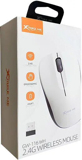 Мышка XTRIKE ME GW-116, беспроводная 2.4G, 1000dpi., 3кн., белая - фото 3