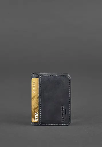 Кожаная обложка для ID-паспорта и водительского заседания 4.1 синяя Crazy Horse с гербом - фото 5