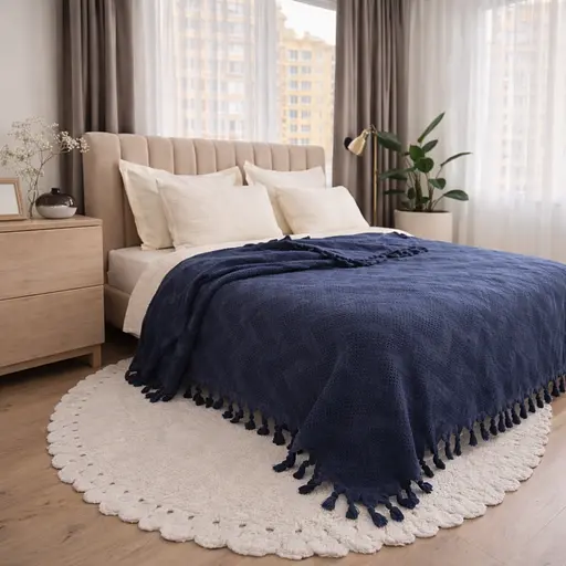 Плед-покривало Cotton TURComFor бавовна синій євро 200х230 см TC303375968 - фото 1