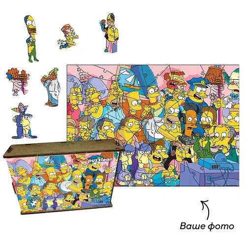 Пазл деревянный Симпсоны, А2, 300+ элементов, Картонная коробка