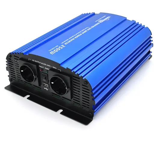 Инвертор напряжения Tommatech MS-2500, 12V/220V, 2500W с аппроксимированной синусоидой, 2Shuko, USB, 2x клемные провода, 10 предохранителей, Q2