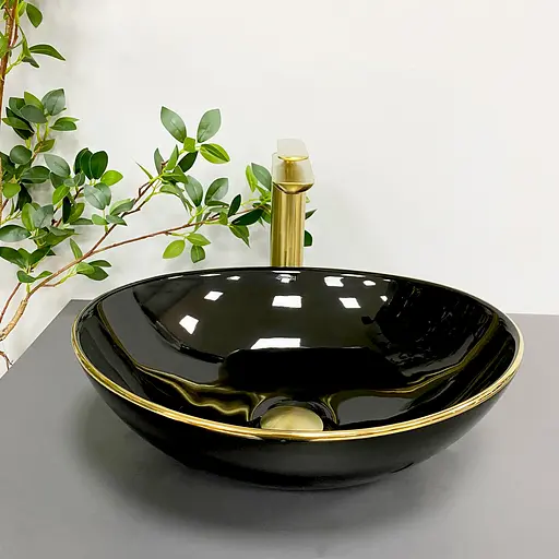 Умивальник VBI Parma black gold Edge накладний VBI-011012, Золотий - фото 2