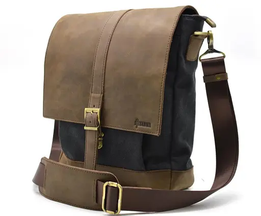 Чоловіча сумка через плече парусину+шкіра TARWA 33х27.5х8 см sum0028353 - фото 5