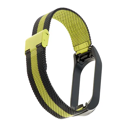Ремешок Миланская Петля Mi Band 5/6 Черный Lime - фото 2
