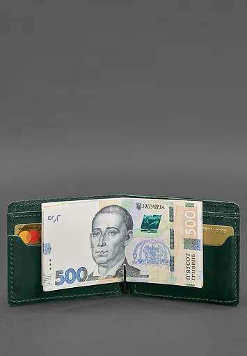 Кожаный портмоне 13.0 зажим Зеленый Crazy Horse - фото 6