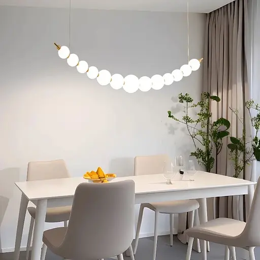 Светодиодная дуговая люстра на 13 белых шаров длиной 110 см Line F | Ст. SG43-1100 AB - фото 1