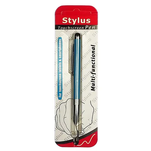 Стилус ємнісний, з висувною кульковою ручкою, металевий, блакитний - фото 3