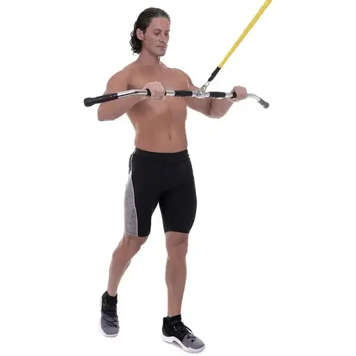 Ручка для верхньої тяги York Fitness 122см вигнута з гумовими рукоятками, хром - фото 10