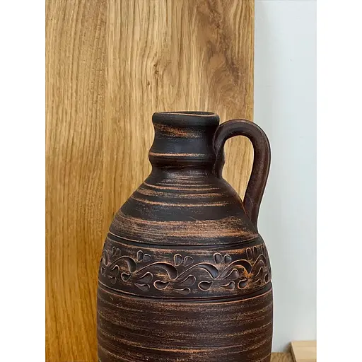 Пляшка 1.5 літра керамічна (глиняна) різьблена з ручкою декор - фото 6