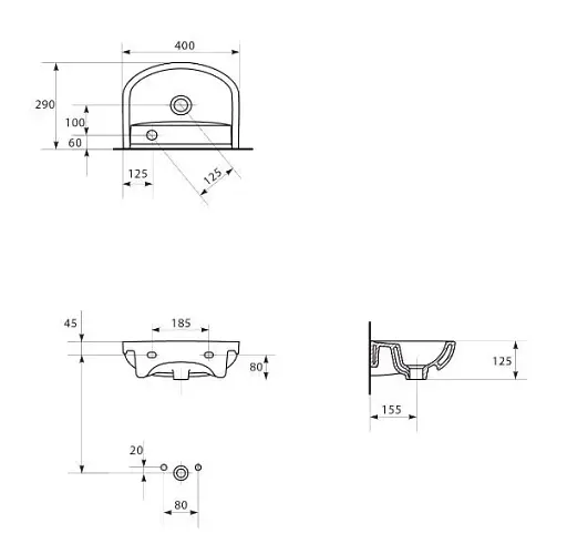 Тумба Kraft Прима Економ T1 + раковина Артеко 40 см з отвором праворуч 30412 - фото 6