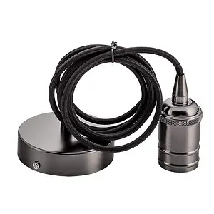 Винтажный металлический патрон Черный Графит Ретро патрон 1М шнур в черном шелке ТМ LUMANO - фото 1