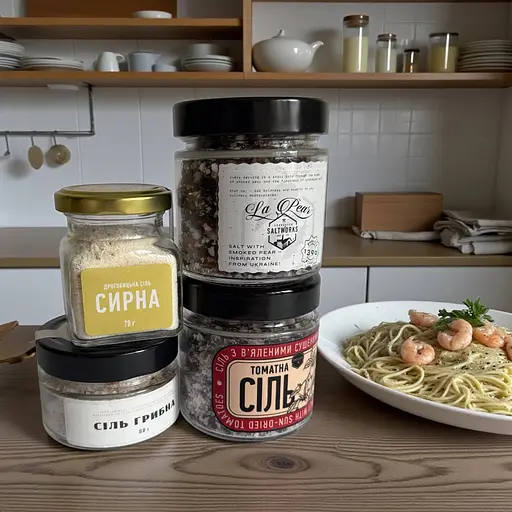 Набор украинских солей: Грибная, Копченая груша, Сырная и Соль с вялеными помидорами – Идеальный подарок для гурманов - фото 5