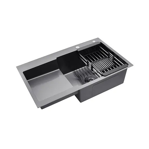 Кухонна мийка Kroner KRP Schwarze - 7848RHM PVD (3,0/1,0 мм) CV030024, Чорний - фото 5