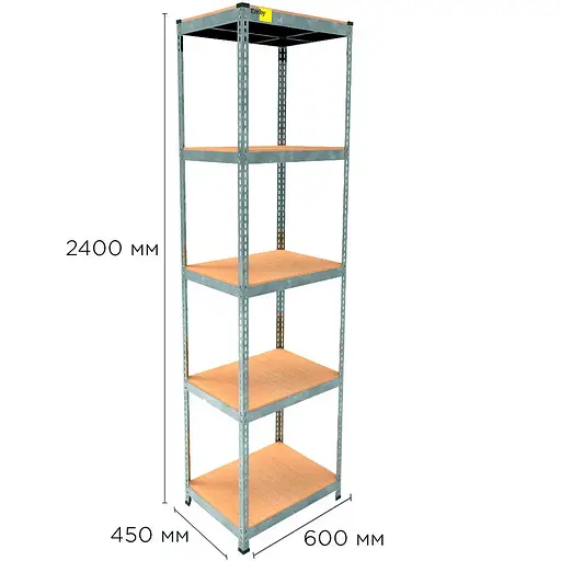 Металевий стелаж Emby Light Series (розмір 2400х600x450мм) 5 полиць ДСП до 100кг Оцинкований - фото 2