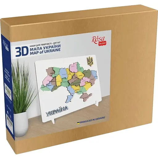 Набор картина 3D Rosa Talent Карта Украины 3D пастельные цвета МДФ 30 5х37 5 см  - фото 2