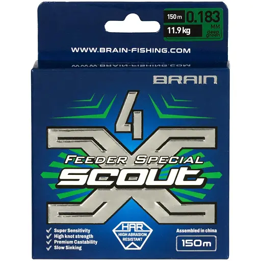 Шнур Brain Scout 4X 150 м (deep green) 0.183 мм 11.9 кг - фото 2