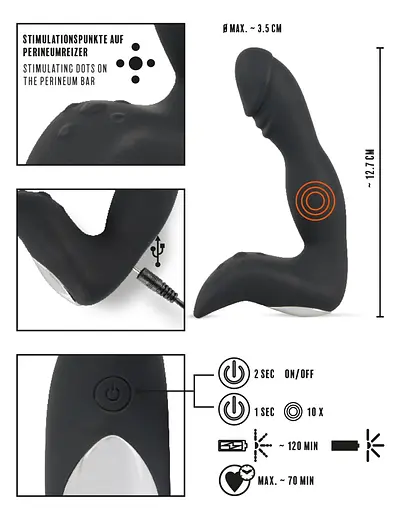 Масажер простати Rebel Rechargeable Prostate Stimulator, 12.7 см чорний - фото 8