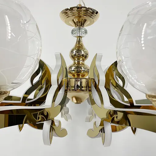 Люстра со светодиодным золотым корпусом и 5 двойных плафонов Line.F 81181/5 GD - фото 3