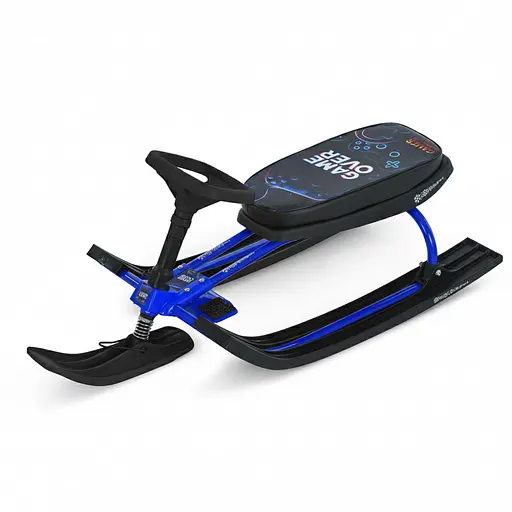 Снігокат MS 1778-6 Низька рама, м'яке сидіння з екошкіри 45х21см (2 положення), кермо, металопластик, чорно-синій