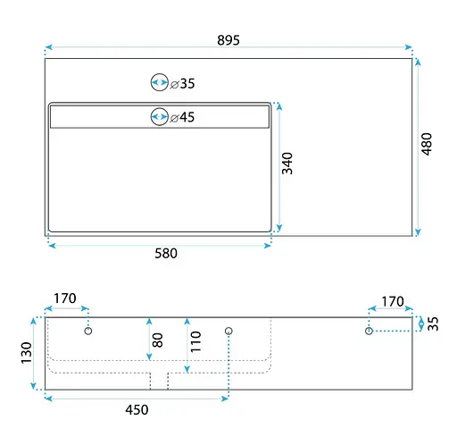 Умивальник Rea Archi 90 white накладний підвісний REA-U4301, Білий - фото 4