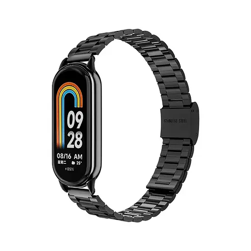 Ремешок для фитнес-браслета Tamister для Xiaomi Mi Band 8 и 9 металлический тип В с застежкой черный - фото 2